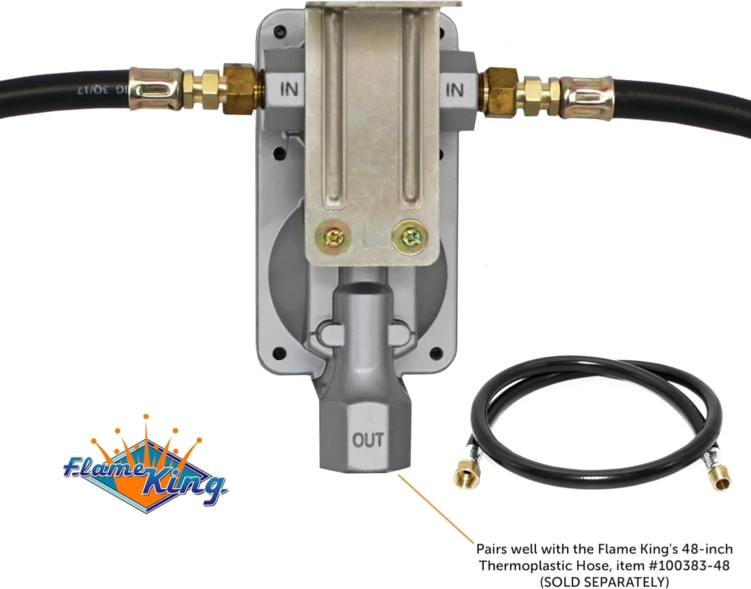Flame King 2-Stage Auto Changeover LP Propane Gas Regulator with Two 18-inch Steel Braided Pigtail Hoses for RVs, Vans, Trailers by Flame King Products