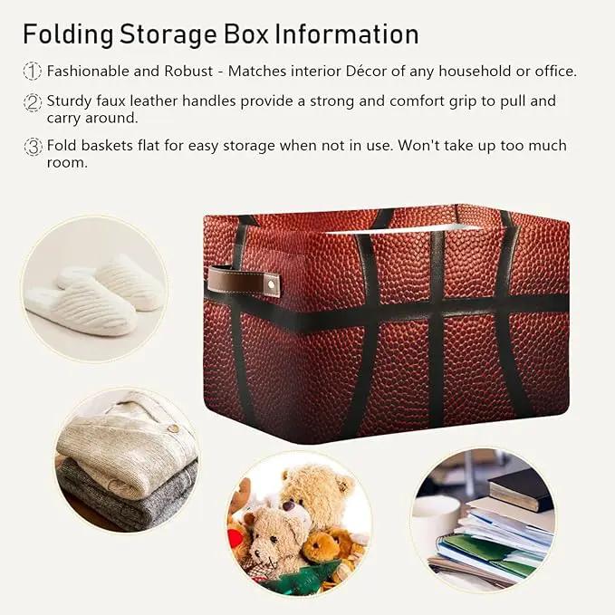 Basketball Print Rectangular Storage Basket Organizer Bin Shelf Baskets For Clothes Gifts For Home Office Dorm by GreenHaven Gardens