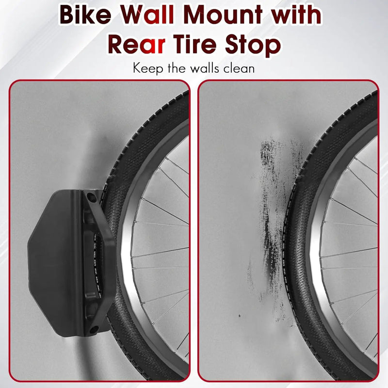 Bike Wall Mount Rack - Heavy-Duty Foldable Vertical Bicycle Storage with Hooks, Space Saving Wall-Mounted Organizer for Mountain/Road/Kids Bikes - Anti-Scratch & Tool-Free Install, Holds 70lbs by GreenHaven Gardens