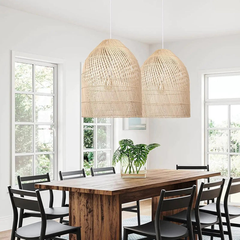 Arturesthome 1 Light Wicker Bell Pendant Lamp, Design Basket Rattan Woven Pendant Light Shades, Handmade Hanging Ceiling Lights Crafts Lampshade 16.5"*20.8" by GreenHaven Gardens