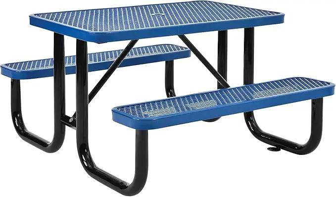 Global Industrial 4' Rectangular Expanded Metal Picnic Table, 48" L x 62" W,Blue by GreenHaven Gardens