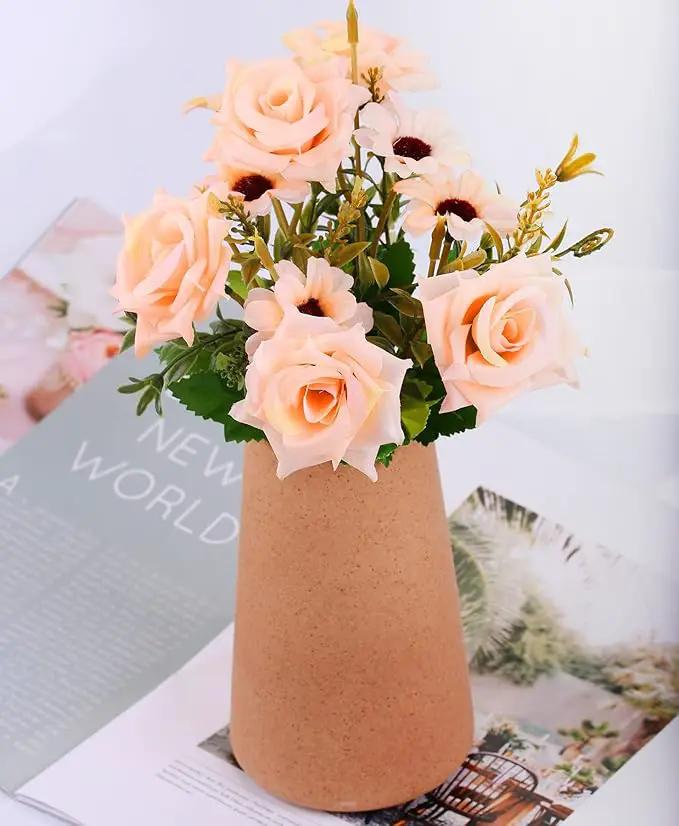 Simple Vase for Flowers Plants, Matte Vases for Modern Table Shelf Home Decor Wedding Boho Decor, 6" H Frosted Elegant Ceramic Vase for Pampas Grass Fluffy Stem Bouquet Lavender Flowers (Brown, 2) by GreenHaven Gardens
