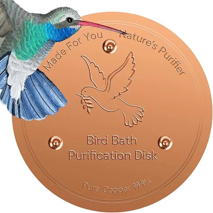 Bird Bath Copper Plate Disk 99.99% Pure Copper Cleaning Disk Stable Triple-Point Support Outdoor Bird Bowl, Pure Copper Bird Bath Purification Tray, Suitable for All Seasons by GreenHaven Gardens