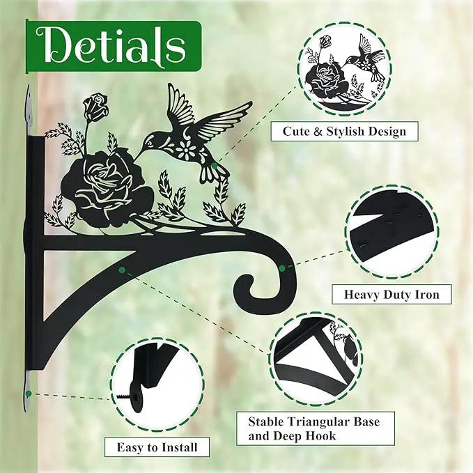 Hanging Plant Hanger Bracket Plant Hooks for Hanging Baskets Heavy Duty Decorative Hummingbird Silhouette Wall Mounted Hanging Plant Hangers Outdoor for Flower Pot Bird Feeder Wind Chimes by GreenHaven Gardens