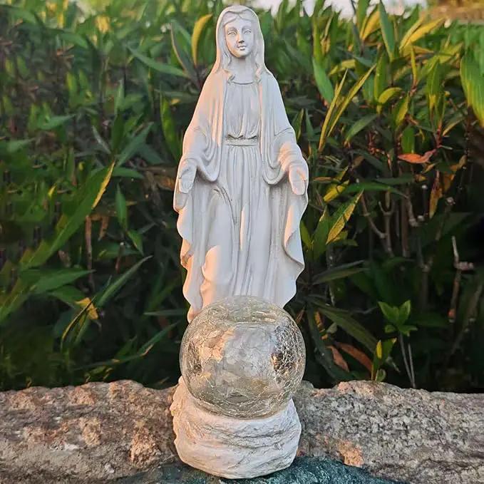 Solar Garden Decor Virgin Mary Figure with Lights,Blessed Mother Outdoor Statue for Home/Garden Decor, Gift for Women/Monther(11.22" H) by GreenHaven Gardens