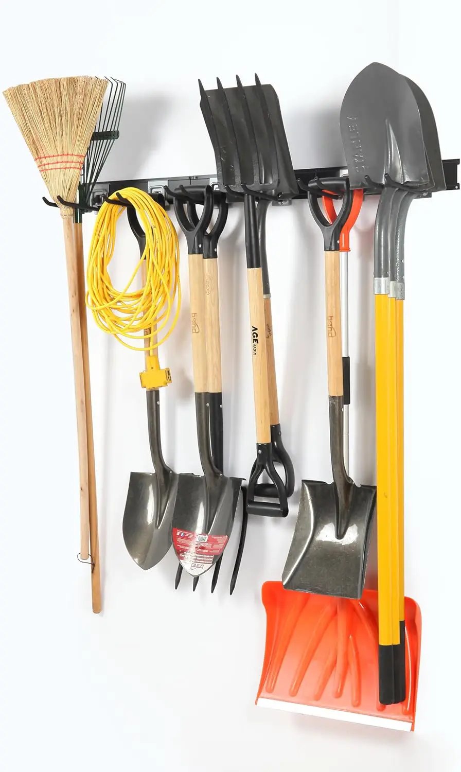 Clamping Garden Tool Organizer, Garage Organization Wall Mount Tool Holder, Heavy Duty Garage Storage Tool Rack, Shovel Hangers Yard Tool Hook, Hold Up to 420lbs (48Inch Grey) by GreenHaven Gardens