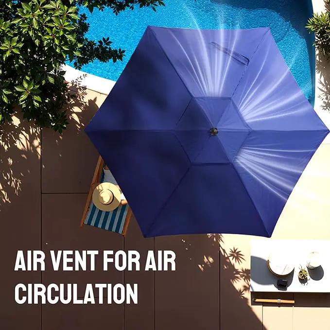 CROWN SHADES 9 Ft Patio Umbrella - Polyester Outdoor Umbrella with 30° Push Button Tilt, Patented Edge Connection Windproof Design for Patio, Pool, Garden & Table, UV Resistent by GreenHaven Gardens