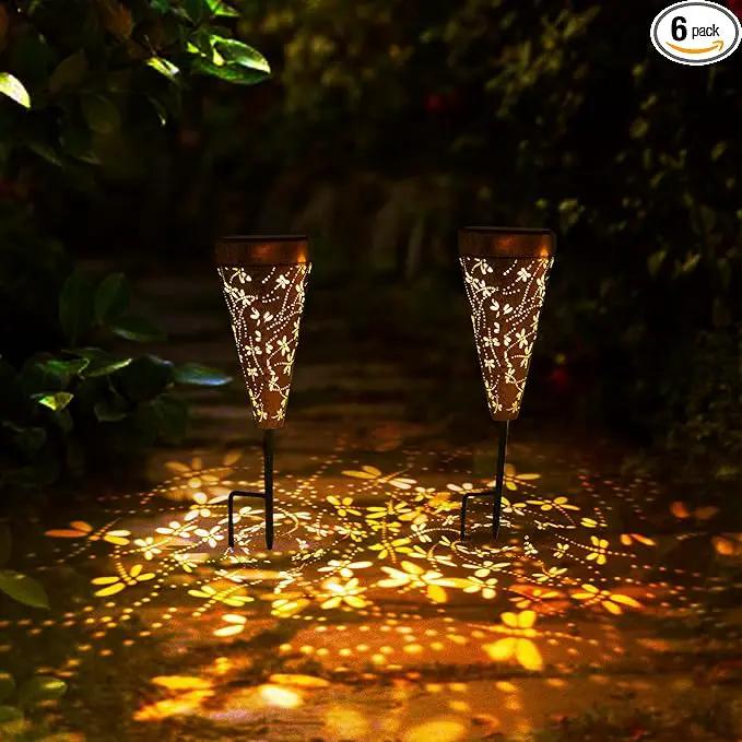 DIBIEECN 6 Pack Dragonfly Solar Pathway Lights Outdoor,Metal Garden Decorations Outdoor Lights with Patterns and Warm Light,Waterproof Landscape Lighting for Path Patio Backyard Walkway Yard by GreenHaven Gardens