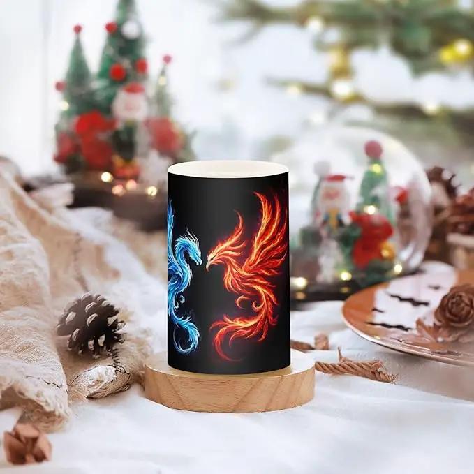 Flickering Flameless Candles, Dragon Phoenix LED Candles with Remote Timer, Set of 2 Battery Operated Candle for Valentine Wedding Birthday by GreenHaven Gardens
