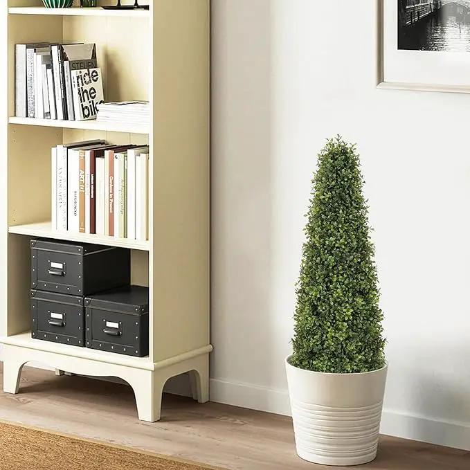 4ft Artificial Boxwood Topiary Trees (Set of 2) - UV Resistant Faux Plants Outdoor, Realistic 48in Fake Potted Bushes and Shrubs for Front Porch, Planter, Patio - Low Maintenance & Evergreen by GreenHaven Gardens
