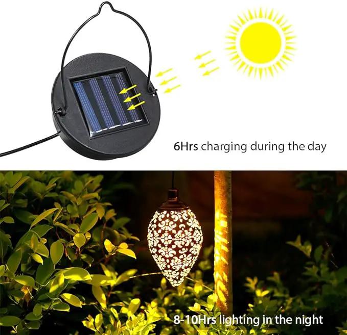 Hanging Solar Lights Solar Lantern LED Garden Lights Metal Lamp Waterproof for Outdoor Hanging Decor (2 Pack) by GreenHaven Gardens