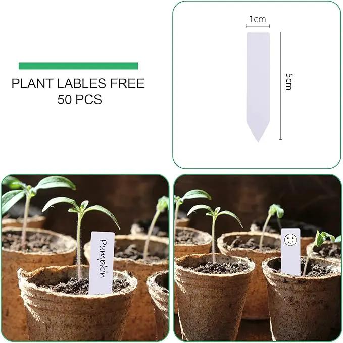 JERIA 50-Pack 3.15 Inch Peat Pots for Seedling with 50 Pcs Plant Labels,Outdoor Garden Germination Nursery Pots,Biodegradable Seed Starter Pots Kits by GreenHaven Gardens