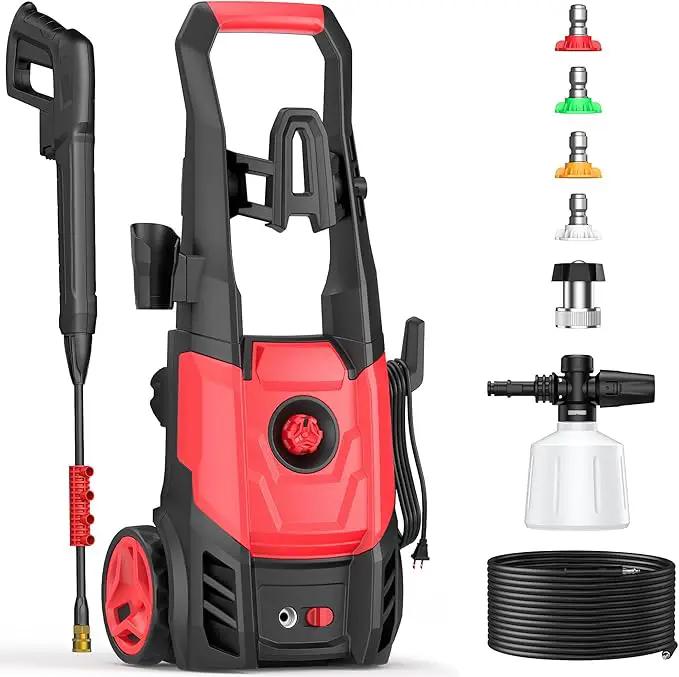 Electric Pressure Washer, 2.5 Max GPM Power Washer with Foam Cannon, Powerwasher with 4 Nozzles, High Pressure Washer for Cars, Driveways, Patios, Decks by GreenHaven Gardens