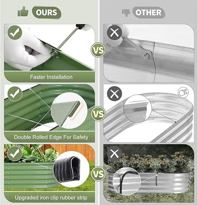 Galvanized Raised Garden Bed Outdoor- Raised Beds for Gardening| Metal Planter Box, Steel Raised Garden Bed Kit with Safety Edging and Gloves for Vegetables, Flower, Herbs (6x2x1.4FT, Green) by GreenHaven Gardens