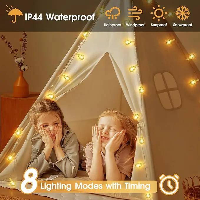 16.4ft 50LED Globe String Lights Indoor Bedroom Battery Operated, Crystal Fairy Lights IP44 Waterproof Outdoor Hanging Decorative Lights for Home Tent Patio Garden Party Wedding Decor by GreenHaven Gardens