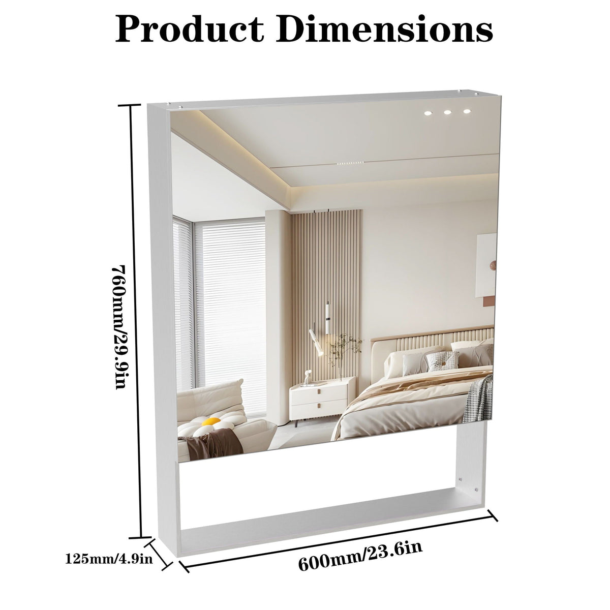 Modern Medicine Cabinet with Mirror and Adjustable Shelves - Black or Pearl Silver, photo 5 of 8