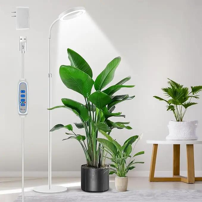 Floor Grow Lights for Indoor Plants, Full Spectrum Plant Light with 68" Stand for Growing Large Tall Plants, Halo Plant Grow Light with 6/12/16H Timer, 3 Light Modes Indoor Plant Light by GreenHaven Gardens