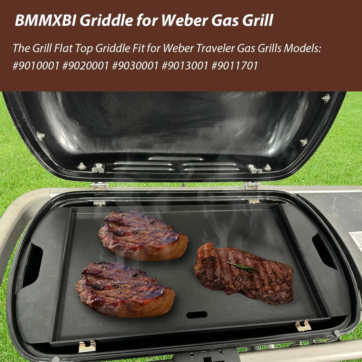 Weber Traveler Griddle Plate, Cast Iron, Black, Rectangular, 24.5'L x 11.5'W x 2'H, Fit for Weber Traveler Grills 9010001 9020001 9030001 9013001 9011701, Replacement Part 7034, with Carry Bag by GreenHaven Gardens