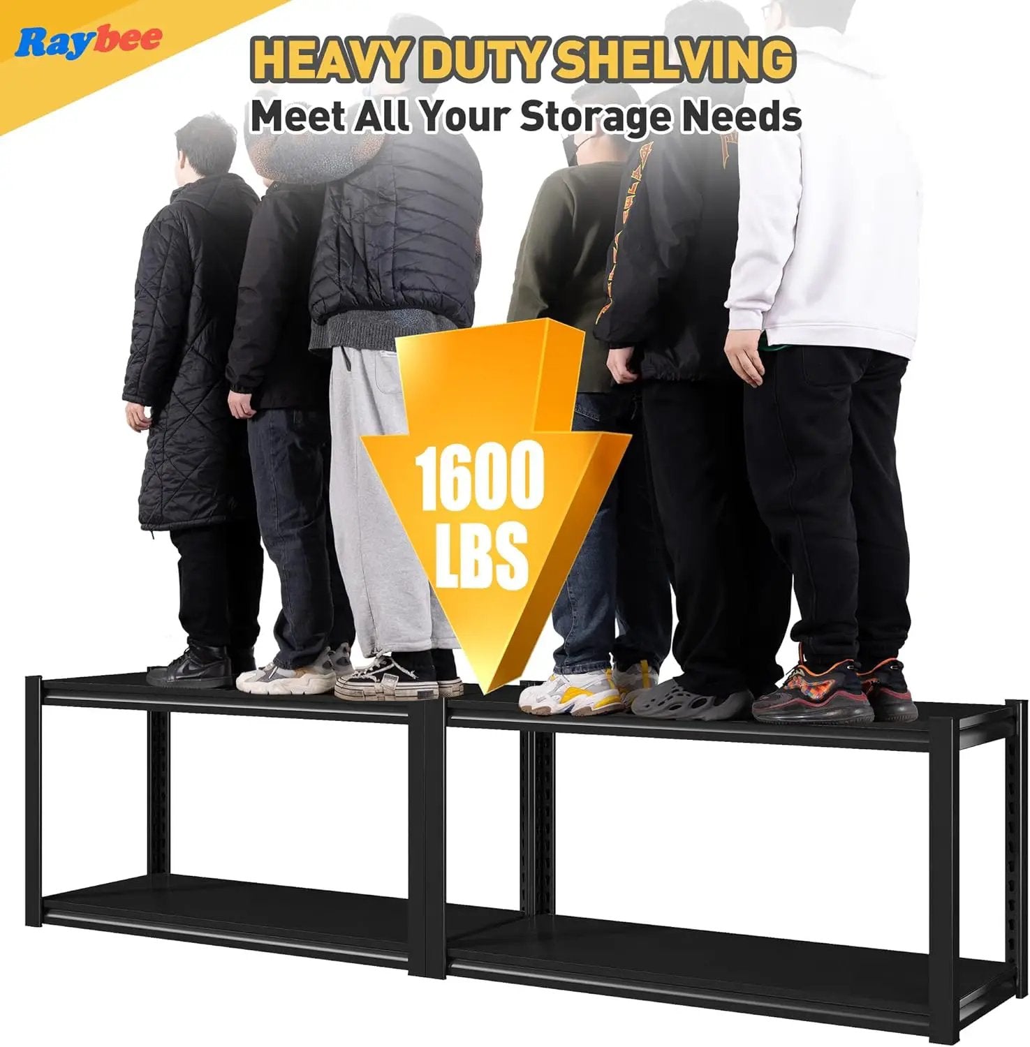 Raybee 40" W Garage Shelving Heavy Duty Storage Shelves 56.9" H Metal Shelving Heavy Duty Load 1600LBS Adjustable Metal Shelves for Storage for Pantry Kitchen 40" W x 19.1" D x 56.9" H 3 Pack by GreenHaven Gardens