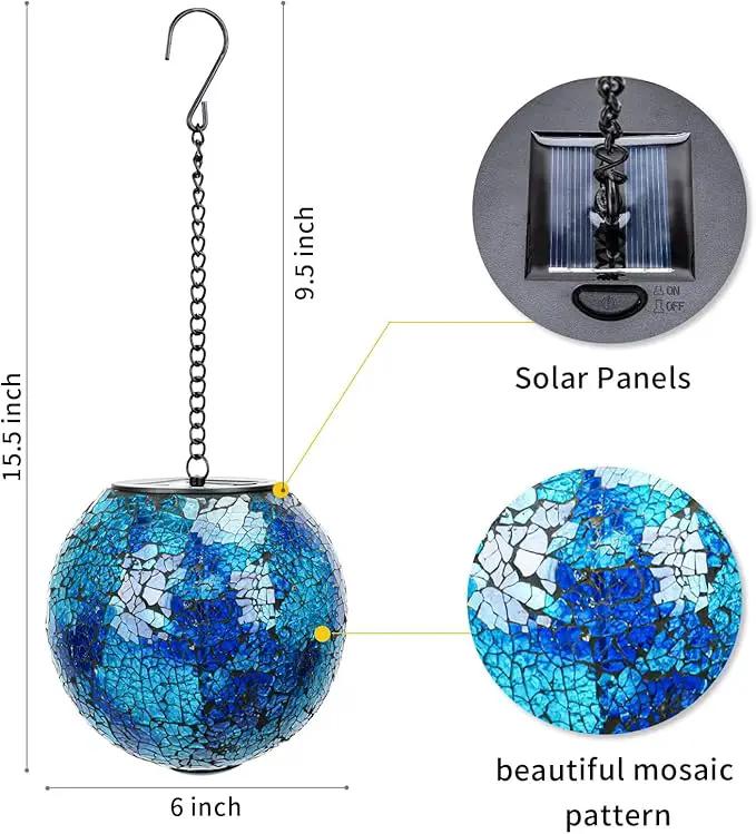 VCUTEKA Solar Lanterns Outdoor Waterproof - Hanging Solar Lights Garden LED Lanterns Mosaic Glass Design for Landscape Patio Yard Garden Pathway Decoration