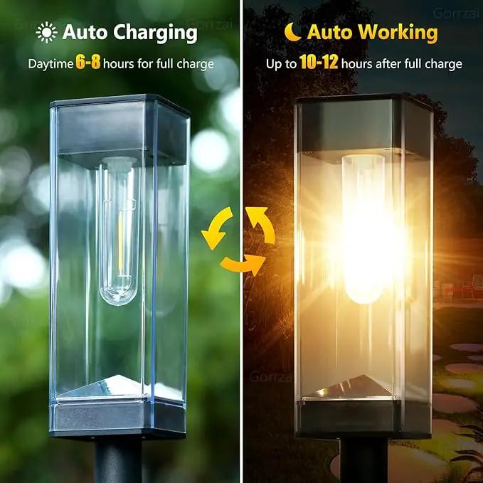 Solar Pathway Lights Outdoor Waterproof Solar Outdoor Lights with LED Tungsten Filament Bulb, Auto On/Off Garden Lighting for Outside Yard Landscape Driveway Lawn Path 4 Pack by GreenHaven Gardens