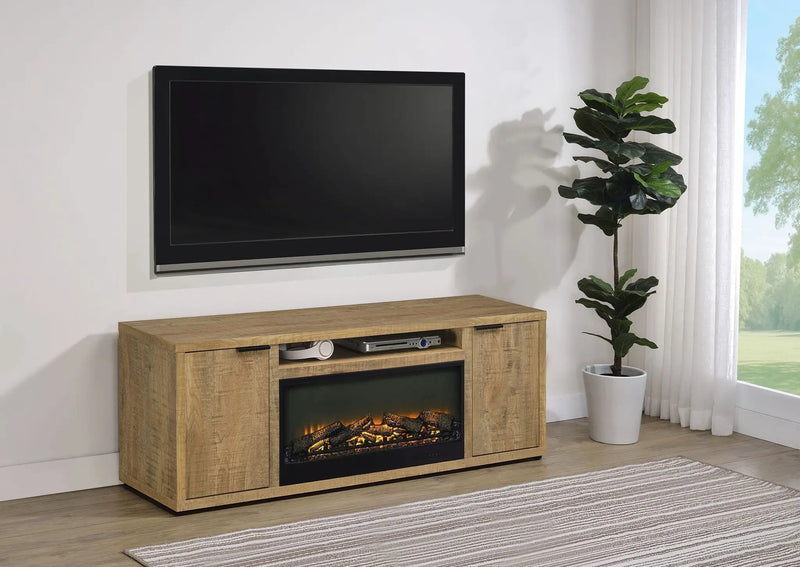 Fuller 60-inch 2-door TV Stand Fireplace Media Console Mango by Unique Piece Furniture