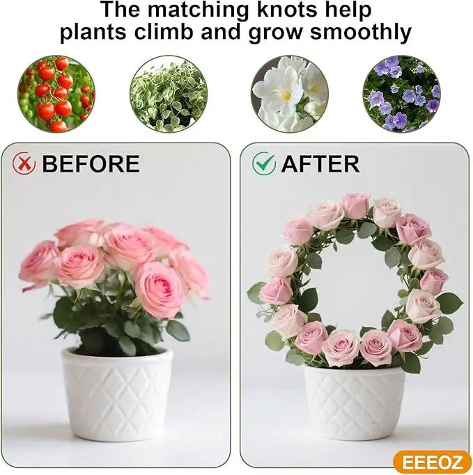 4 Pack Trellis for Potted Plants for Climbing Plants with 20 Reusable Garden Ties - 16 Inch Plant Trellis Indoor Supports for Potted Plants, Flowers, Tomatoes - Hoya Trellis,Indoor Plant Trellis(1) by GreenHaven Gardens