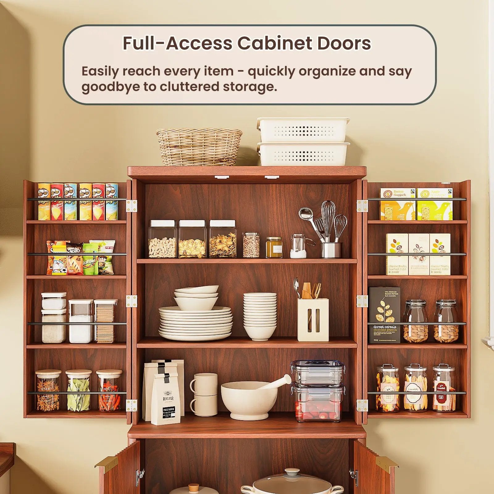 Kitchen Pantry Cabinet With 6 Doors