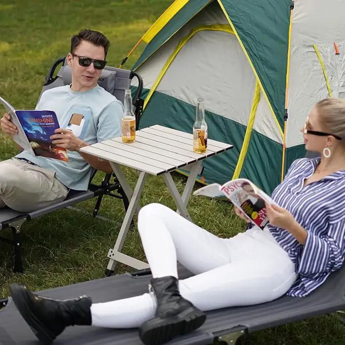 SUNNYFEEL Folding Camping Table - Lightweight Aluminum Portable Picnic Table, 18.5x18.5x24.5 Inch for Cooking, Beach, Hiking, Travel, Fishing, BBQ, Indoor Outdoor Small Foldable Camp Tables by GreenHaven Gardens