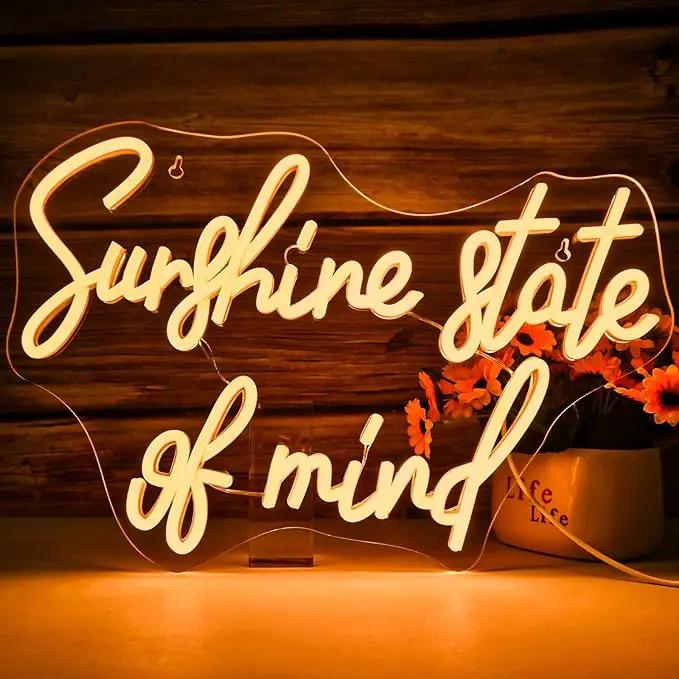 Sunshine State of Mind Neon Sign for Wall Decor,Neon Light Sign for Cafe Bar Kitchen Restaurant Coffee Dessert Shop Party by GreenHaven Gardens