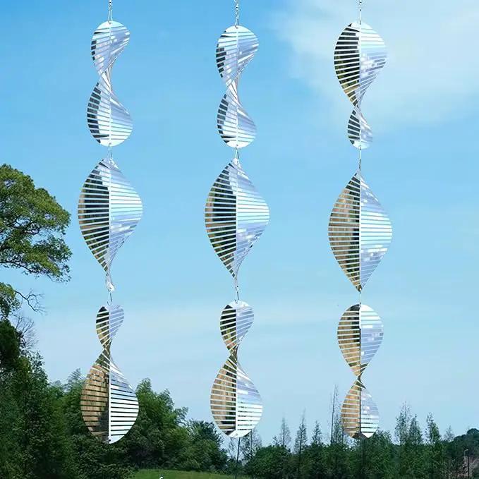3 * 3 Stainless Steel Bird Scarer Discs Set, 3D Reflective Helix Wind Spinners Bird Reflector & Sparkly Metal Outdoor Garden Décor Sculpture Ornaments, Deterrent to Scare Pigeon Away Yard Patio Farm by GreenHaven Gardens