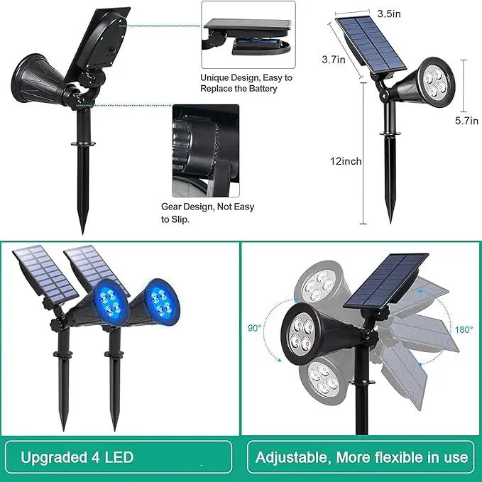 T-SUNUS Solar Landscape Spotlights IP65 Waterproof Blue Lights Outside Auto On/Off Yard Lighting 2 Modes for Halloween Christmas Outdoor Tree Driveway Garden Flag Pond Pool Statue Backyard 4-Pack by GreenHaven Gardens