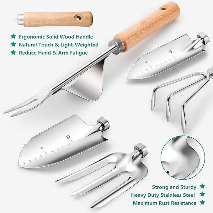 Gardening Tools 9-Piece Heavy Duty Gardening Hand Tools with Fashion and Durable Garden Tools Organizer Handbag,Rust-Proof Garden Tool Set, Ideal Gardening Gifts for Women by GreenHaven Gardens
