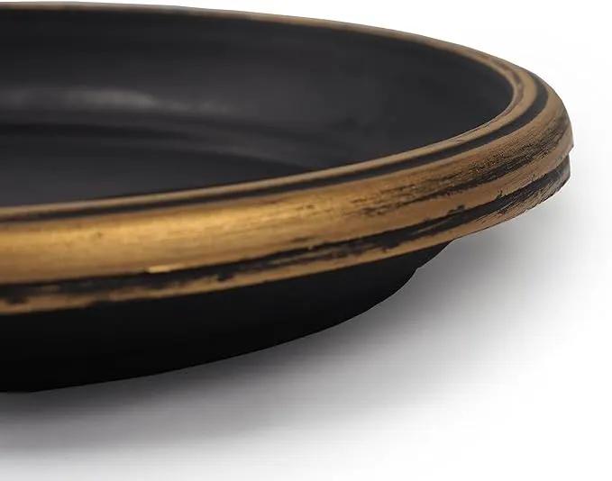 Decorative Heavy Duty Tray/Saucer (2 Pack) Rustic Medieval/French Country Look, Pot/Planter Base for Indoor/Outdoor Decor Use. Long Lasting, Reusable Light Weight (11 inches, Gold) by GreenHaven Gardens