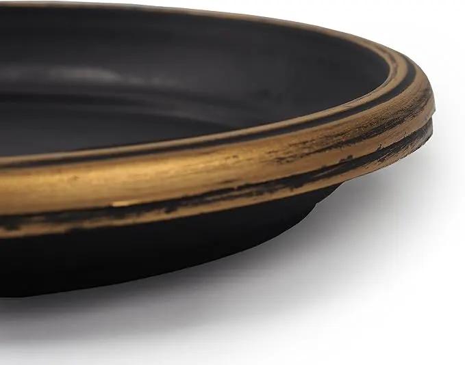 Decorative Heavy Duty Tray/Saucer (2 Pack) Rustic Medieval/French Country Look, Pot/Planter Base for Indoor/Outdoor Decor Use. Long Lasting, Reusable Light Weight (11 inches, Gold) by GreenHaven Gardens
