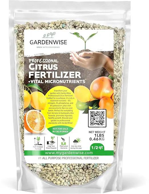Professional Citrus Fertilizer + Vital Micronutrients; Perfect Balanced NPK for All Citrus; for Indoor and Outdoor Plants; Orange, Lime, Avocado and Lemon Tree Fertilizer (1/2 Quart) by GreenHaven Gardens