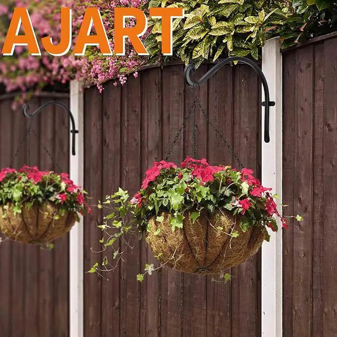 AJART Hanging Plant Hanger Outdoor: 12-Inch Bird Feeder Wall Hooks - Rust-Resistant Plant Bracket Hook for Hanging Flower Baskets by GreenHaven Gardens