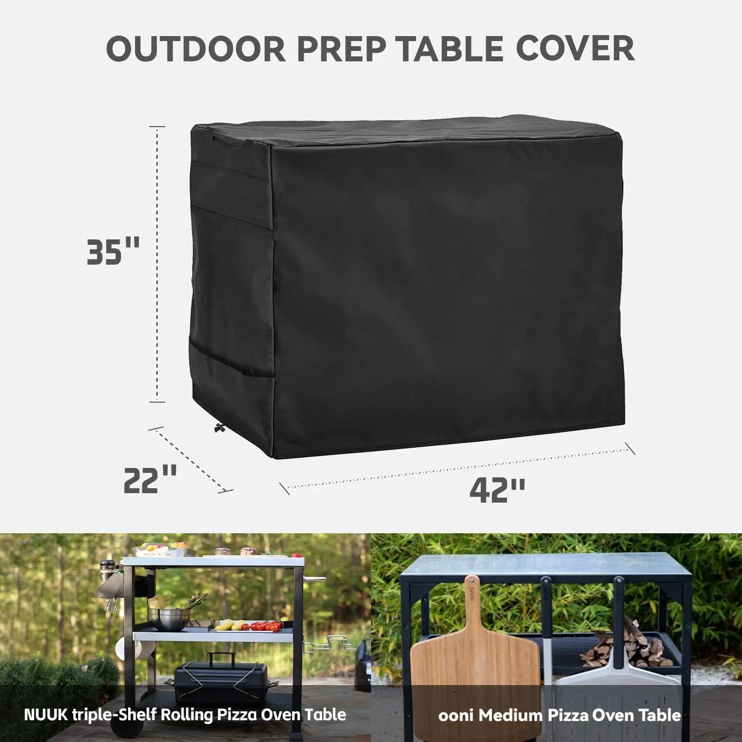 Outdoor Prep Table Cover- Heavy Duty Waterproof Cover for Outdoor Stainless Steel Table,Compatible with 42 inch Outdoor Utility Cart and Storage Cabinet Black by GreenHaven Gardens