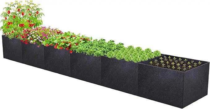 POILKMNI 12x2x1ft Fabric Raised Garden Bed - Outdoor Planter Box Non-Woven Fabric Patio Planting Bed Garden Grow Bed Bag for Growing Herbs, Flowers and Vegetables by GreenHaven Gardens