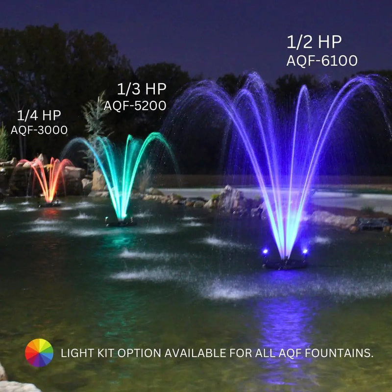 HALF OFF PONDS Floating Fountain – 1/3 HP Pond Aerator, 100' Cord – 5,200 GPH Water Pump – 9 Spray Patterns - Energy-Efficient Pump - for Ponds & Water Gardens by GreenHaven Gardens