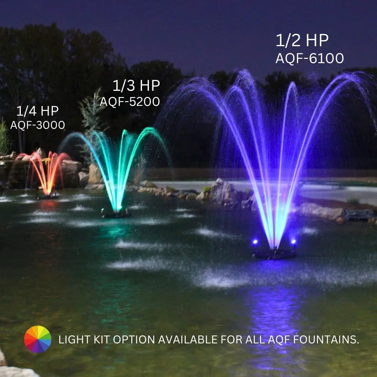 HALF OFF PONDS Floating Fountain – 1/2 HP Pond Aerator, 100' Cord – 6,100 GPH Water Pump – 9 Spray Patterns - Improves Water Quality - for Ponds & Water Gardens by GreenHaven Gardens