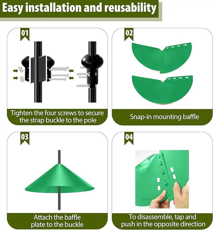 Squirrel Baffle for Bird Feeder Pole, 19-Inch Outdoor Bird Feeder Guard, Squirrel-Proof Birdhouse Baffles, Shepherd's Hook for Outside(LightGreen) by GreenHaven Gardens