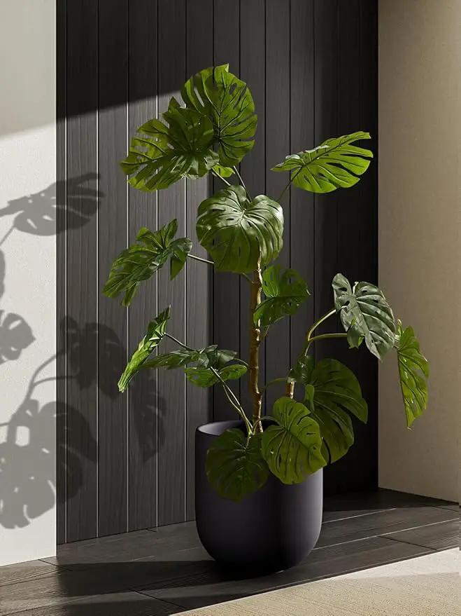 LE TAUCI 12 Inch Pots for Plants, Ceramic Large Planters for Indoor Plants, Indoor Plant Pots for Home Garden Patio Office, Big Planter Pots with Drainage Hole and Rubber Plug, Charcoal Gray by GreenHaven Gardens