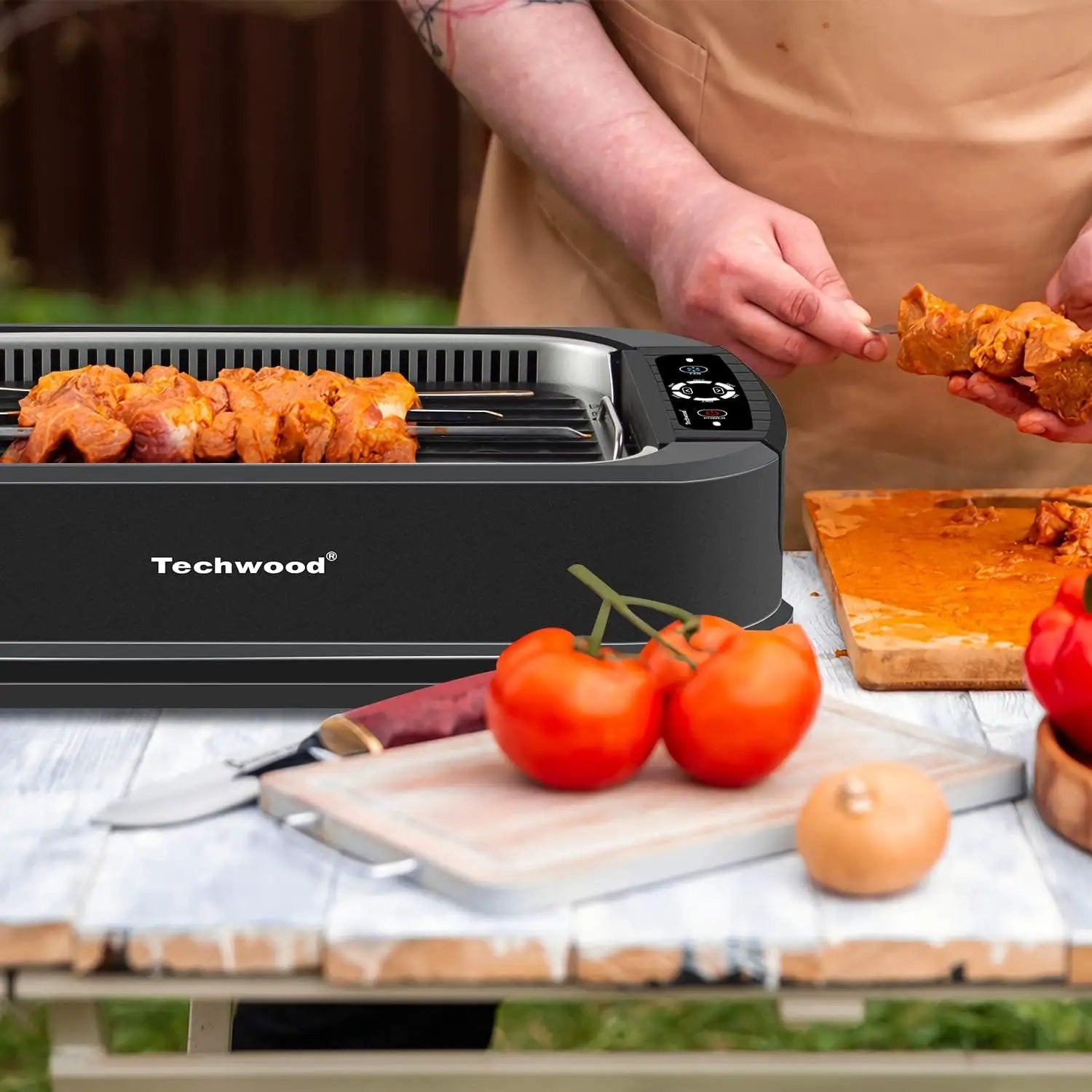 Techwood Indoor Grill Smokeless Grill, Electric Korean BBQ Grill with Glass Lid, Turbo Smoke Extractor Technology, Dishwasher-Safe Drip Tray & Nonstick Grilling Removable Plate, Black, 1500W by GreenHaven Gardens