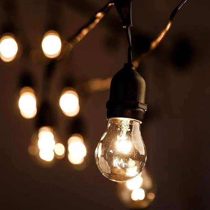 Hometown Evolution, Inc. 24 Foot E26 Outdoor Commercial String Lights with Suspended Socket for Weatherproof Heavy Duty Vintage Outside Lighting - Set of 12 A15 Clear Bulbs by GreenHaven Gardens