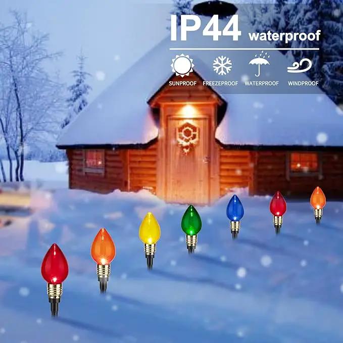 Brightown 4 Pack C9 Christmas Pathway Lights Outdoor Total 69.6 Ft 40 Lights Waterproof Connectable Walkway Lights for Yard Ground Sidewalk Driveway Christmas Decorations by GreenHaven Gardens