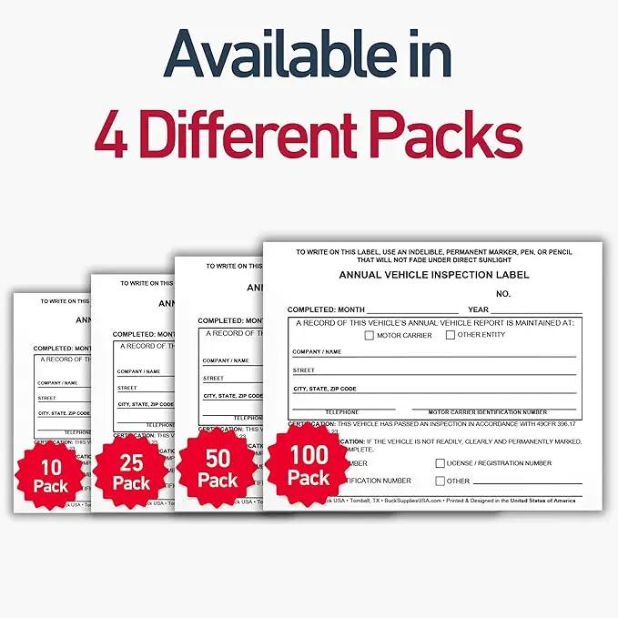 10 Pack Buck Annual Vehicle Inspection Label, 2-Ply Adhesive Vinyl with Mylar Laminate, FMCSA & DOT Compliant, Weatherproof, Tear Resistant, Easy to Write On, 5" x 4" - Made in USA by GreenHaven Gardens