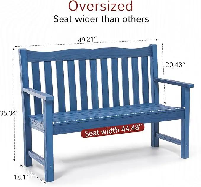 Stoog Outdoor Bench, 2-Person All-Weather HIPS Garden Bench with 800 lbs Weight Capacity, Never Rot or Fade, Waterproof Bench, for Outdoor, Patio, Garden, Porch, Backyard and Park, Blue by GreenHaven Gardens