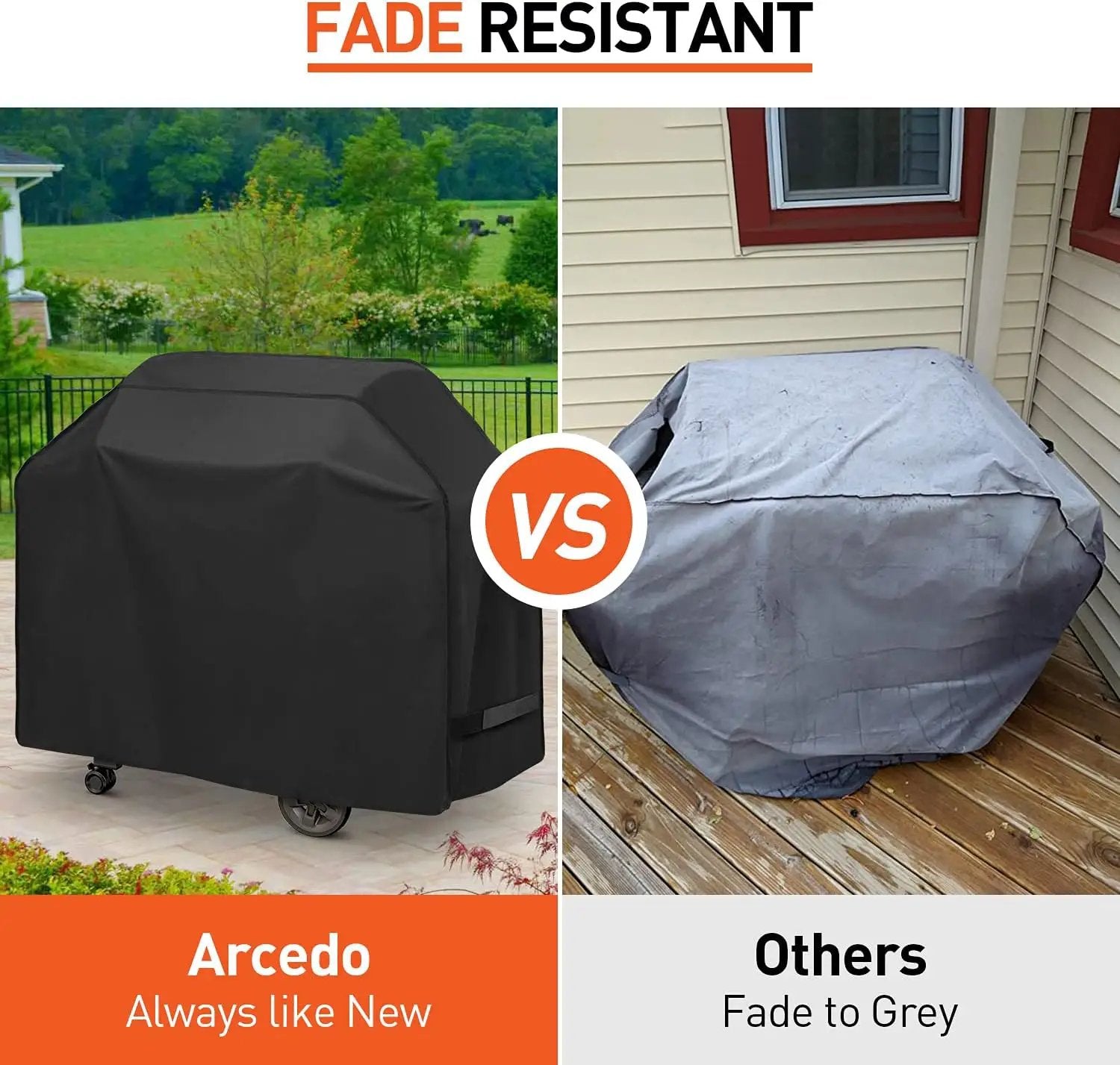 BBQ Grill Cover 50 Inch, Heavy Duty Waterproof Barbecue Cover for Outdoor Grills up to 48 Inch Width, Suitable for Weber, Char Broil, Nexgrill Grills, etc, All Weather Protection, Black by GreenHaven Gardens