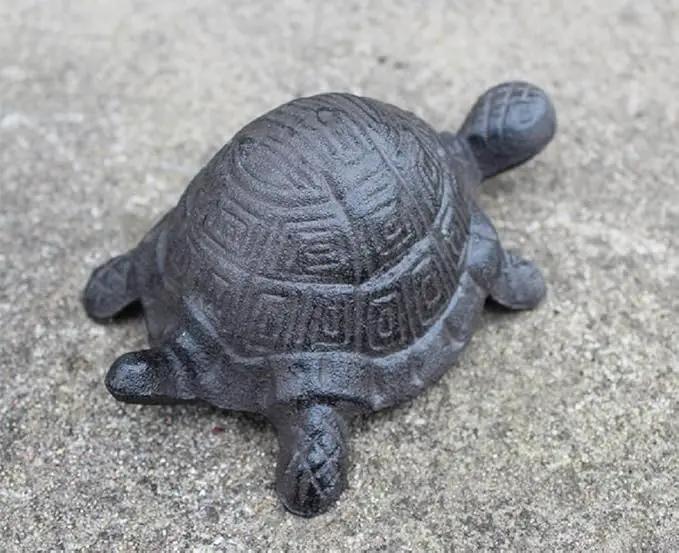 Garden Decoration Turtle Cast Iron Key Hider Stone Diversion Safe Key Outside Hider Hide-A-Key Holder Safely Hiding Your Spare Keys for Outdoor Garden or Yard, Geocaching by GreenHaven Gardens